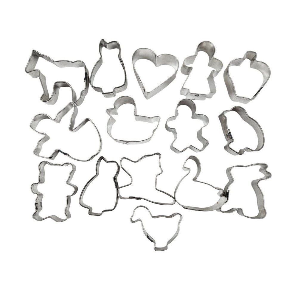 Vintage Mini Cookie Cutters Metal Heart Apple Horse Angel Gingerbread Man Woman